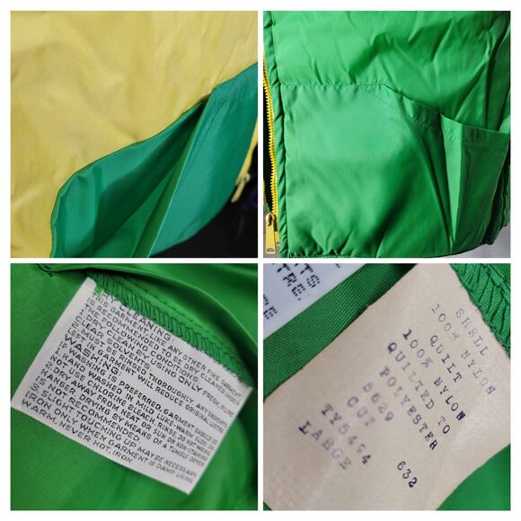 Vintage Unbranded Reversible Retro Striped Unisex Nylon Puffer Vest Pockets✨️L - Picture 10 of 16